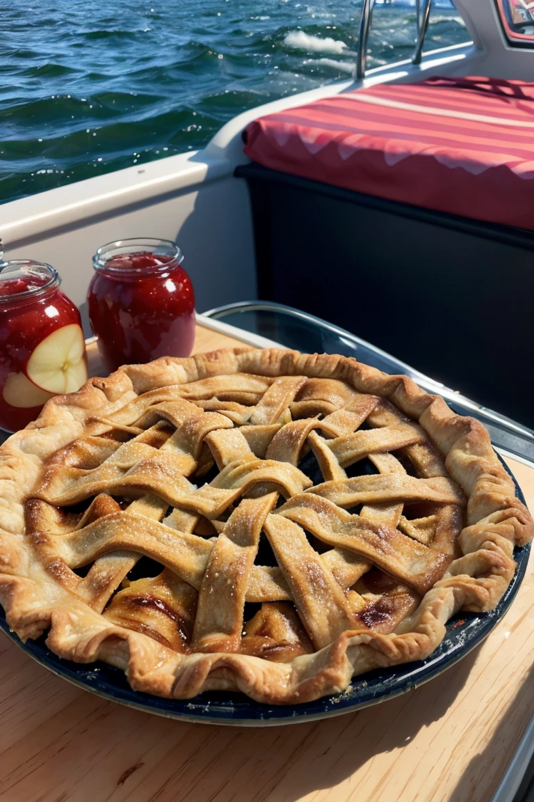 apple pie on a boat, eating apple pie on a boat, fourth of july
