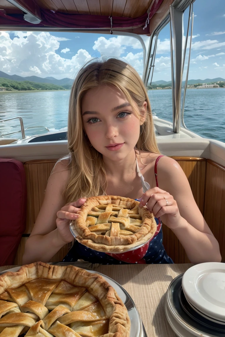 apple pie on a boat, eating apple pie on a boat, fourth of july