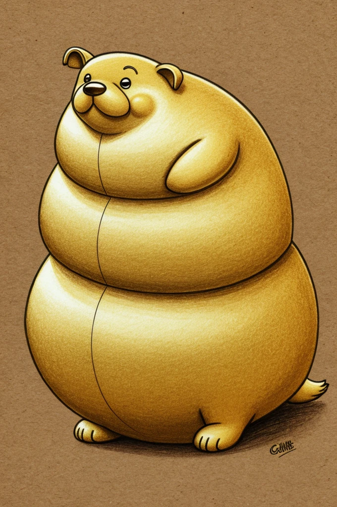 Draw a golden obese Goldy