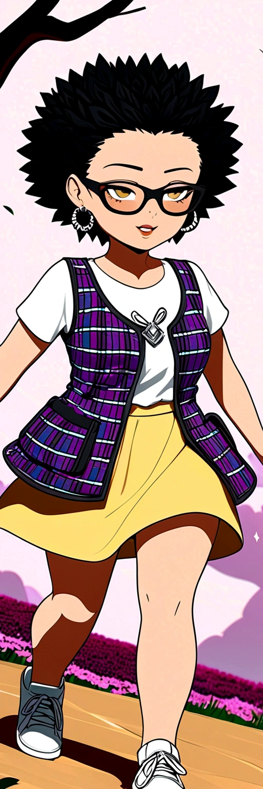 Crée une image de style cartoon représente une fille qui marche. Imagine vue en 3D