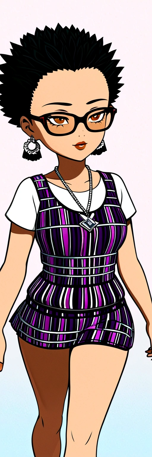 Crée une image de style cartoon représente une fille qui marche. Imagine vue en 3D