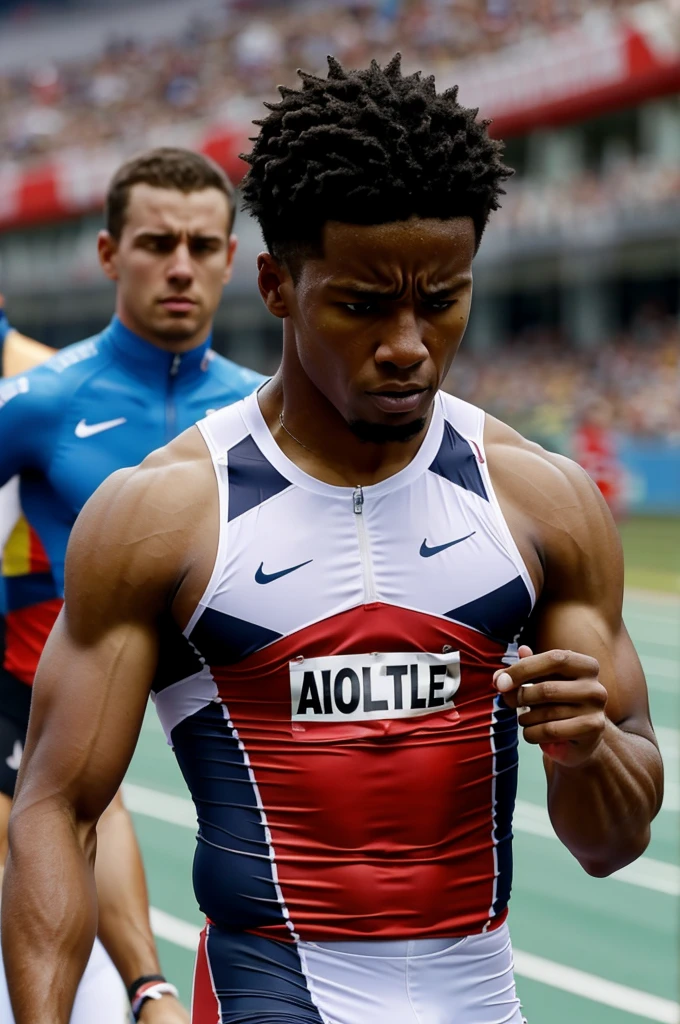 Athlete sad because he lost a race
