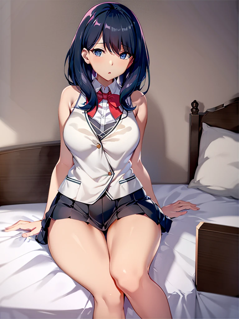 Rikka, A-line skirt,sexy girl,bed room ,on the bed,Beautiful slender legs,Big breasts,porn