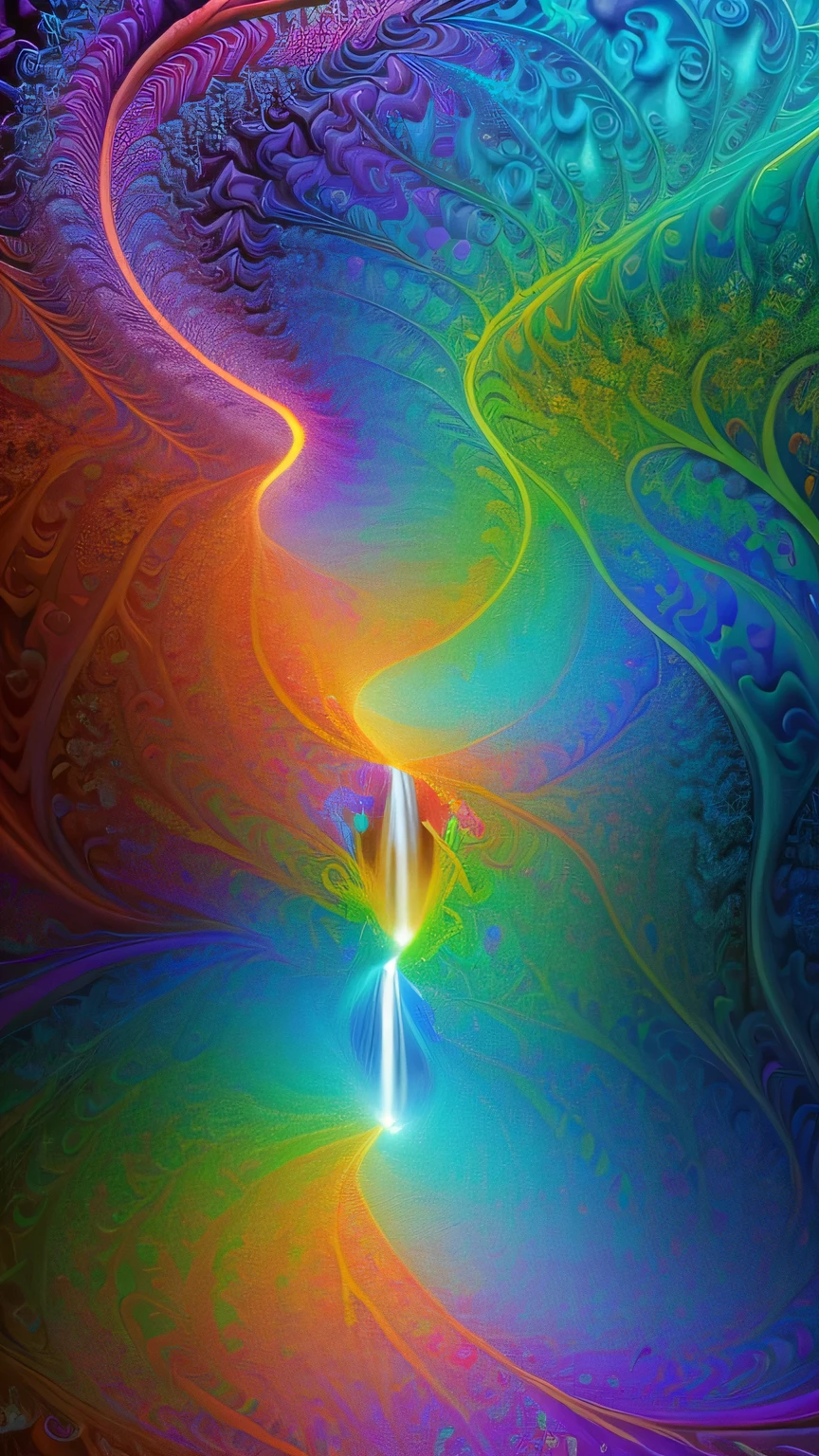 ((surrealism style)), (colorful magical energy flowing through the air, repeating fractal patterns, trippy:1.5), (rickety wooden building:1.1), (by a vast water fall in the dense jungle:1.3),, ((best quality)), ((masterpiece)), ((ultra realistic)), beautiful intricately detailed soft oil painting,