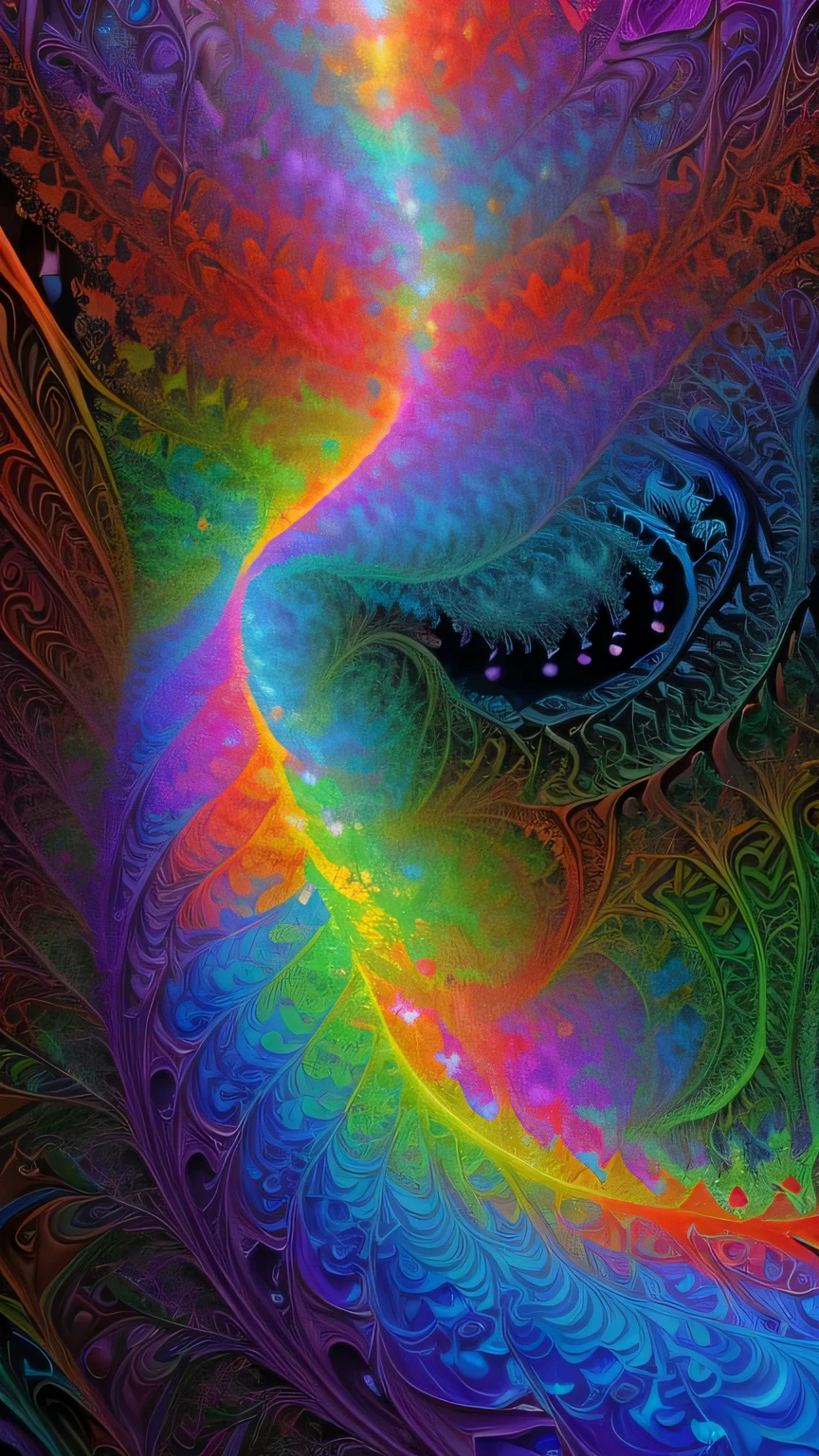 ((surrealism style)), (colorful magical energy flowing through the air, repeating fractal patterns, trippy:1.5), (rickety wooden building:1.1), (by a vast water fall in the dense jungle:1.3),, ((best quality)), ((masterpiece)), ((ultra realistic)), beautiful intricately detailed soft oil painting,