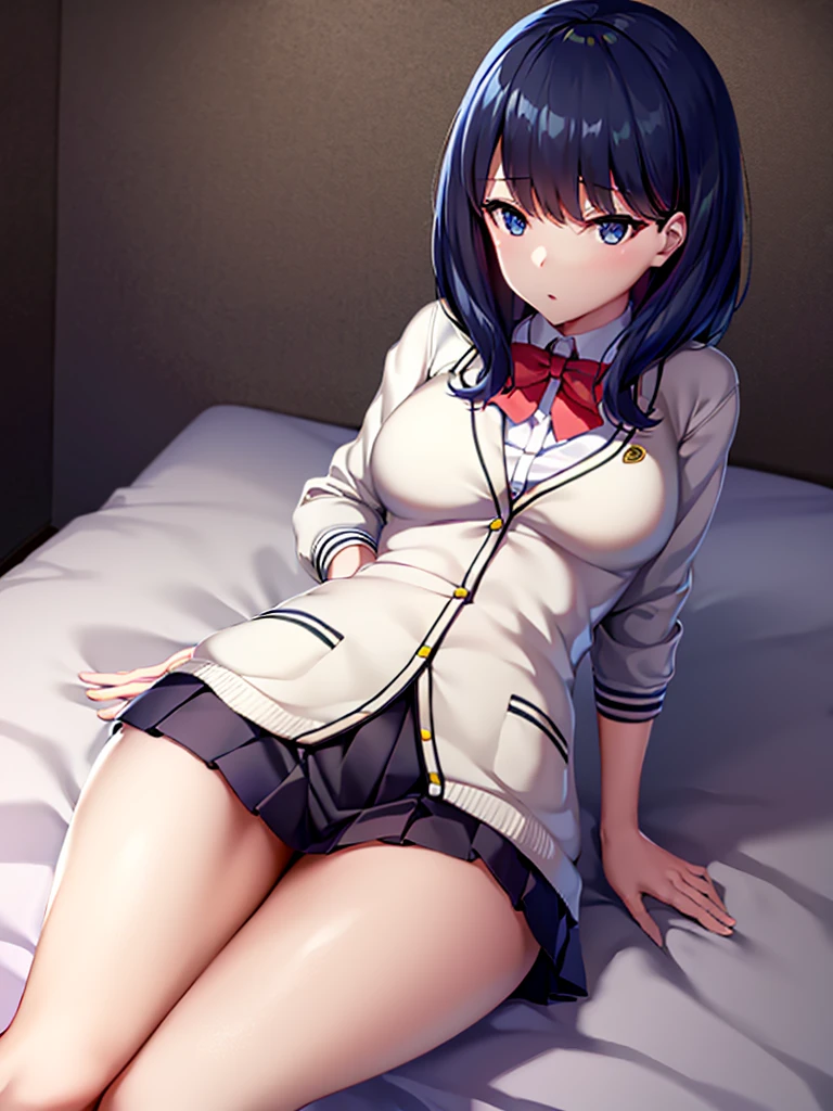 Rikka, A-line skirt,sexy girl,bed room ,on the bed,Beautiful slender legs,Big breasts,porn