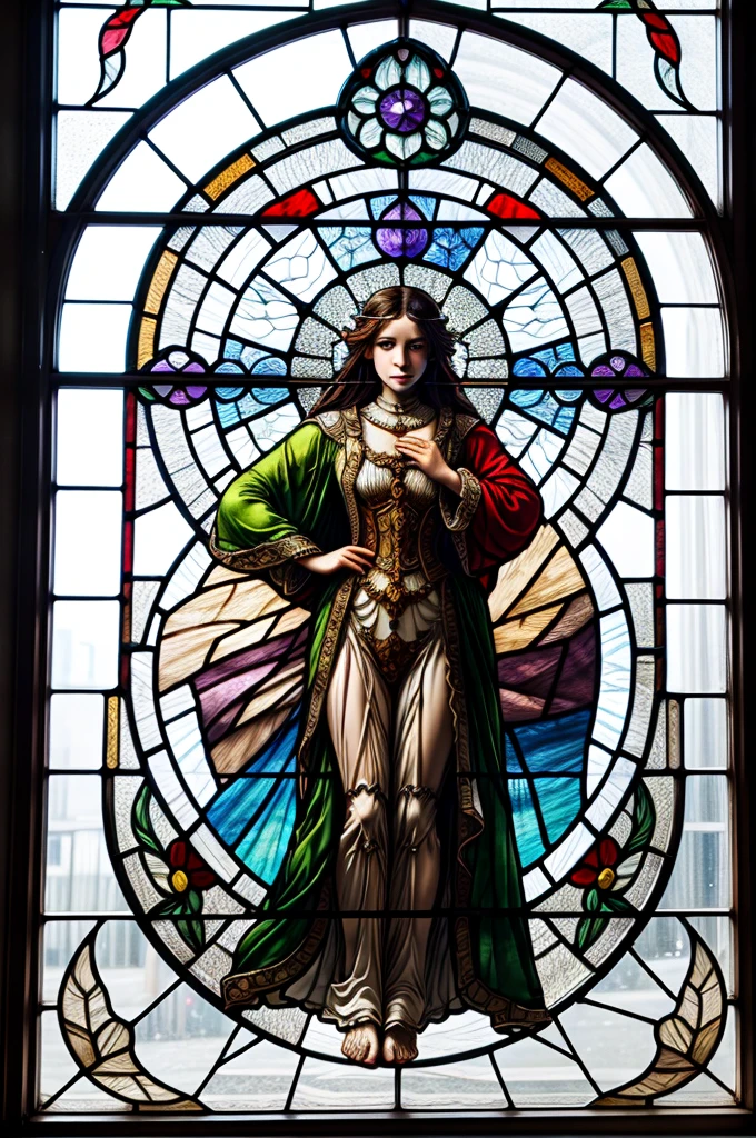 a picture of a stained glass window, intricate art, by Mario Dubsky, stained glass art, amethyst stained glass, detailed art in color, by Robert Richenburg, by Adrienn Henczné Deák