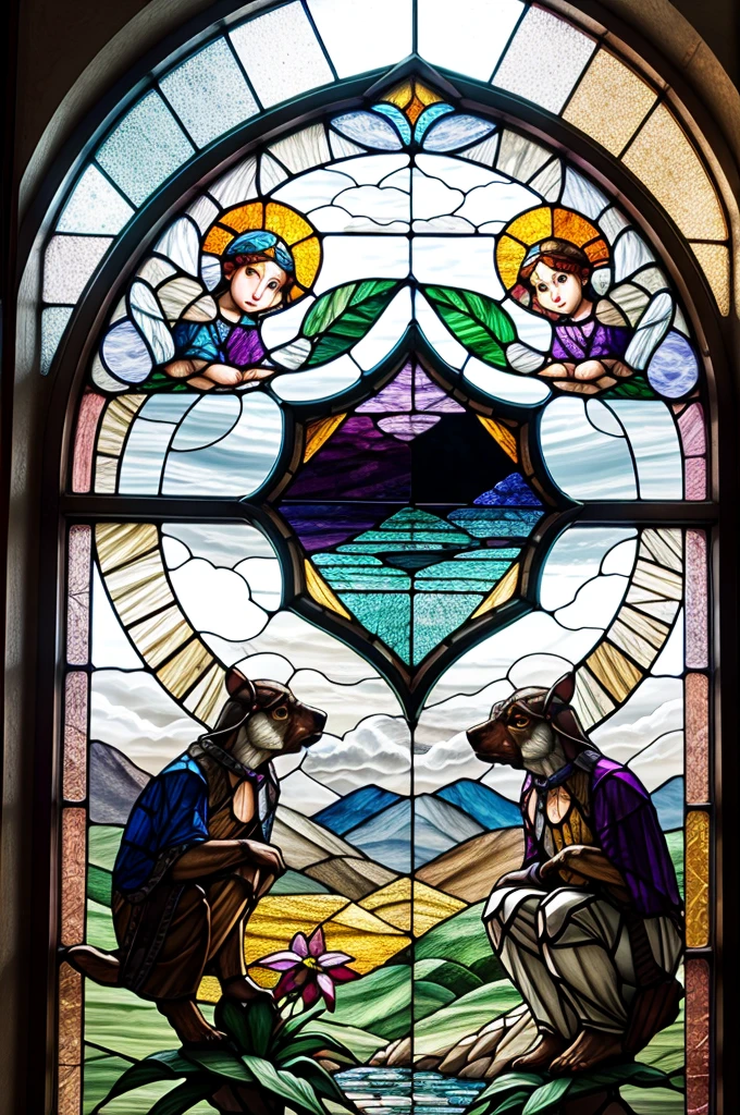 a picture of a stained glass window, intricate art, by Mario Dubsky, stained glass art, amethyst stained glass, detailed art in color, by Robert Richenburg, by Adrienn Henczné Deák
