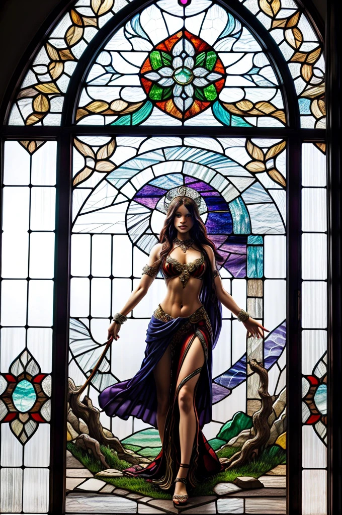 a picture of a stained glass window, intricate art, by Mario Dubsky, stained glass art, amethyst stained glass, detailed art in color, by Robert Richenburg, by Adrienn Henczné Deák