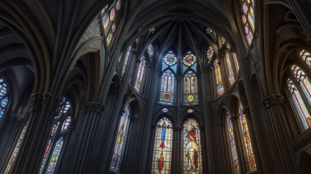  “seraphim, vibrant stained glass, gothic cathedral” This prompt creates an image that features seraphim with vibrant stained glass, in a gothic cathedral atmosphere.
