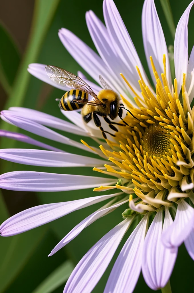 Create an image of a  bee sleeping on an animated flower