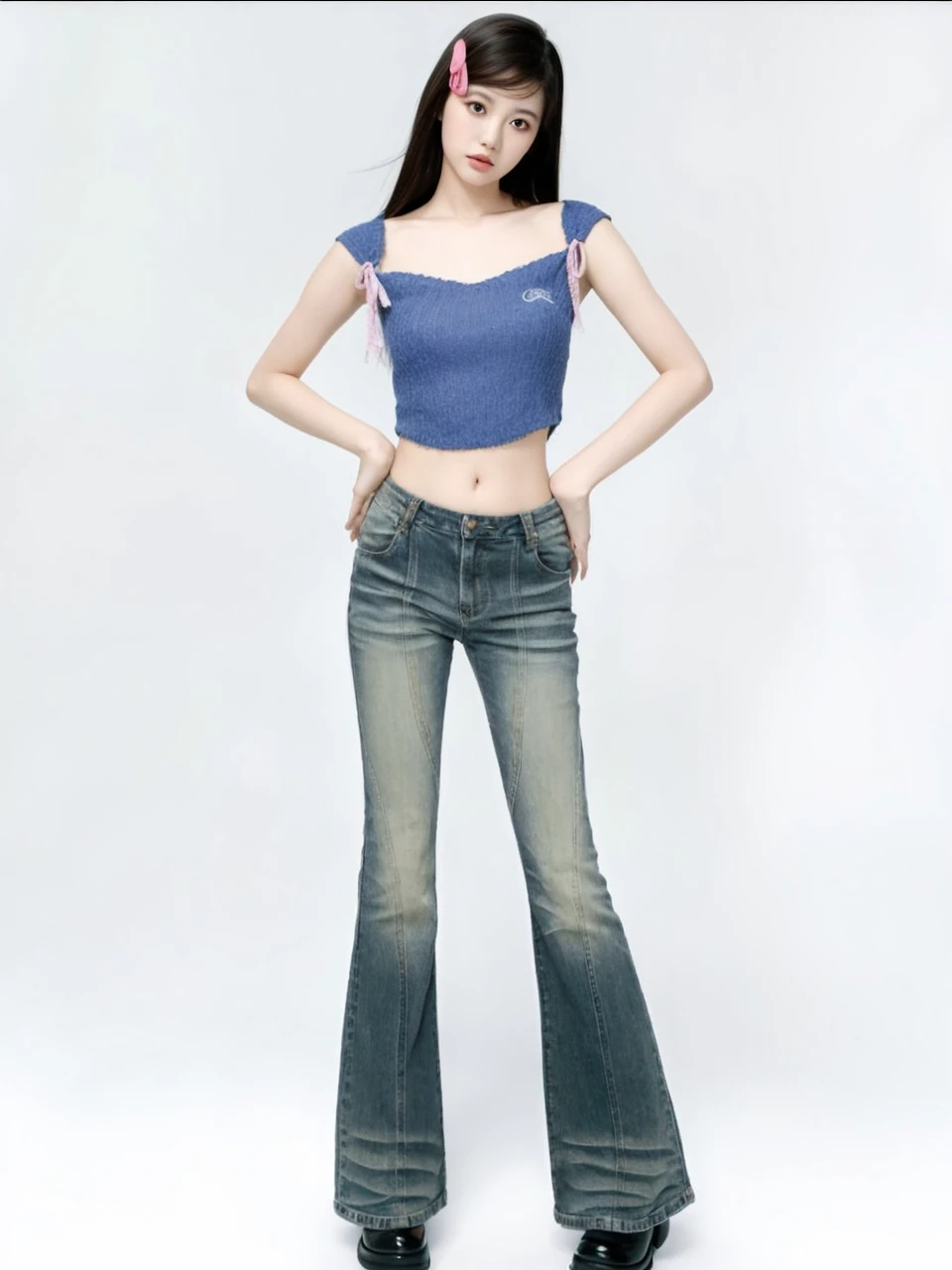 Women, medium height hair, thin big eyes and japanese