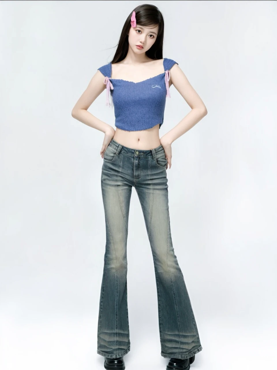 Women, medium height hair, thin big eyes and japanese
