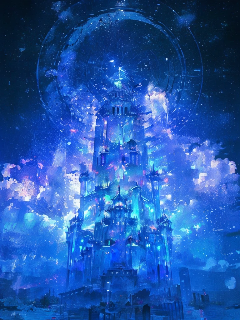 Cyan Castle，Blue-white bird，No Characters