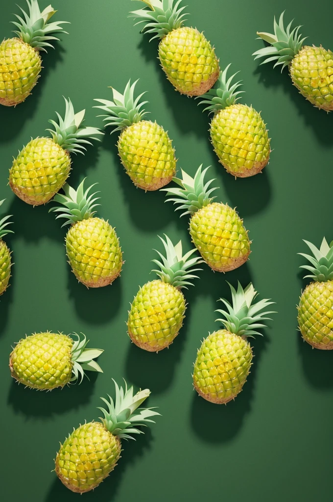 green water background wallpaper, and pineapples with cute faces