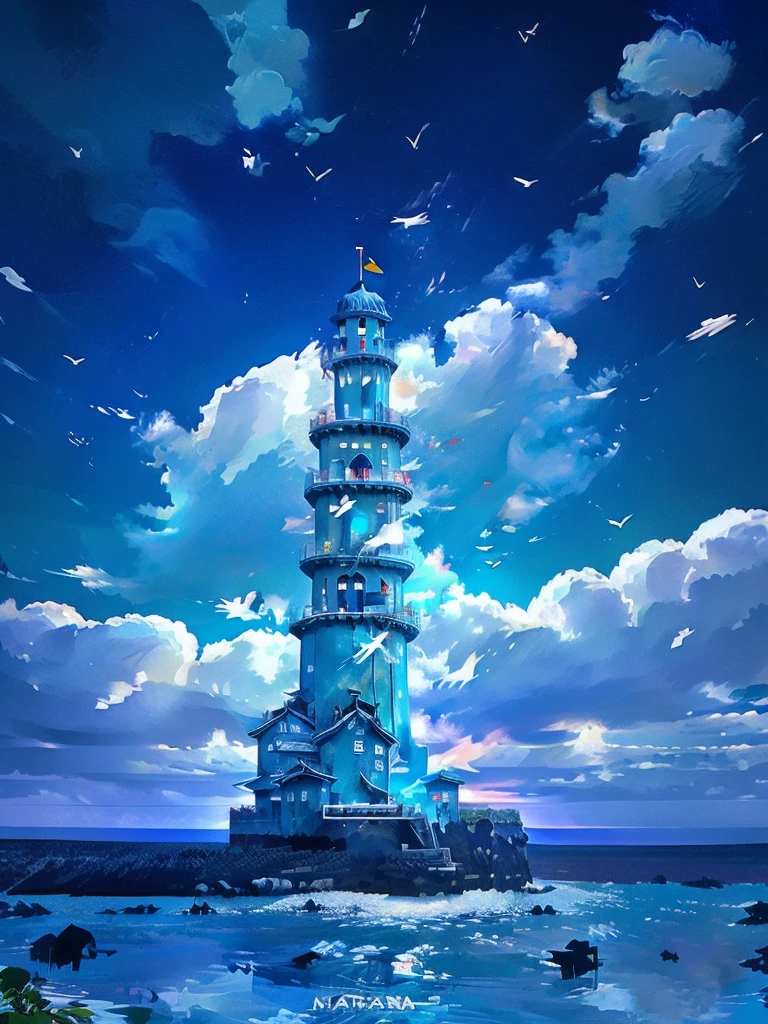 Cyan Castle,Blue-white bird,No Characters
