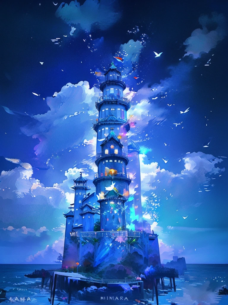 Cyan Castle,Blue-white bird,No Characters
