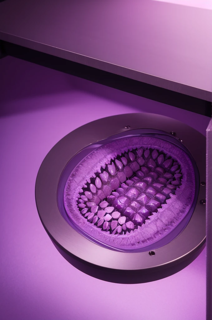 Make dental materials on a table in the left corner with purple background