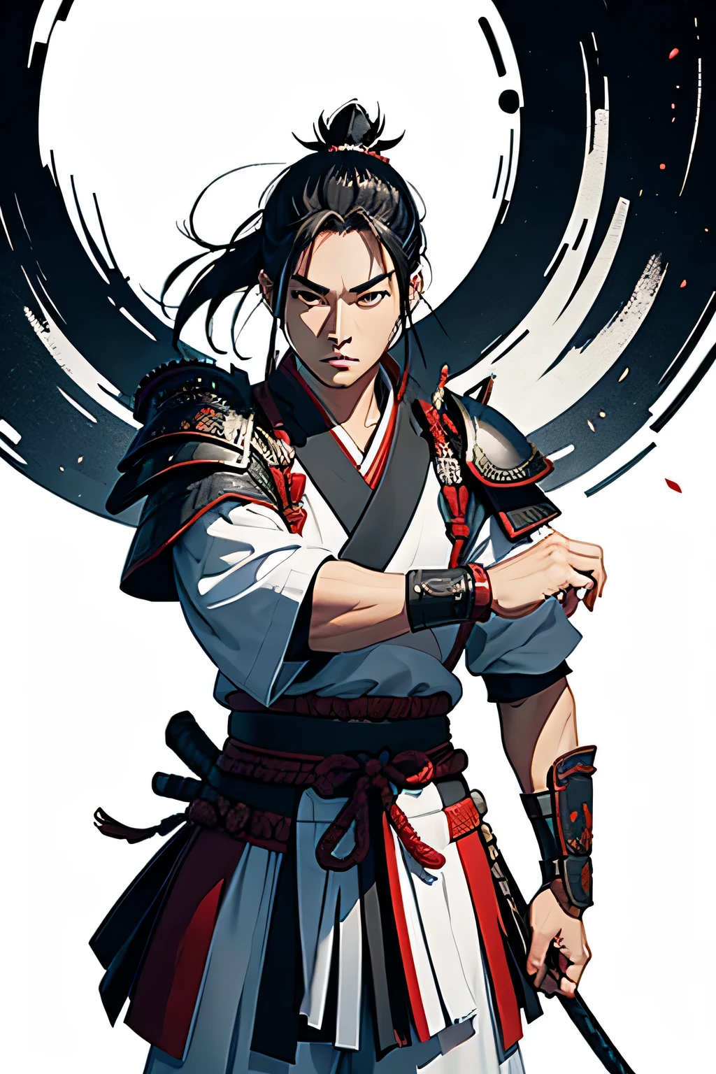 SAMURAI WARRIOR WITH FULL WHITE BACKGROUND