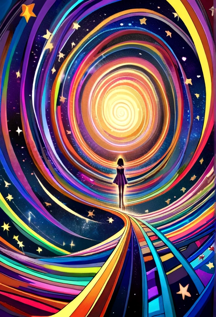 Golden reflection psychedelic starry sky trail