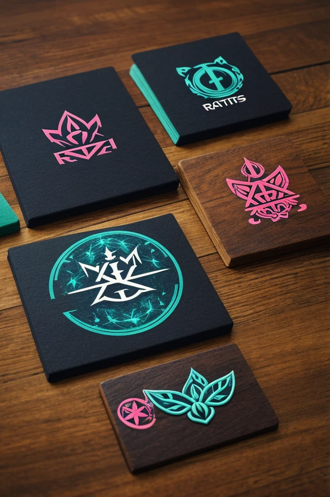 You can create some logos with these RVNTS letters and have 3 mystical cats and fauna around them, Make it realistic