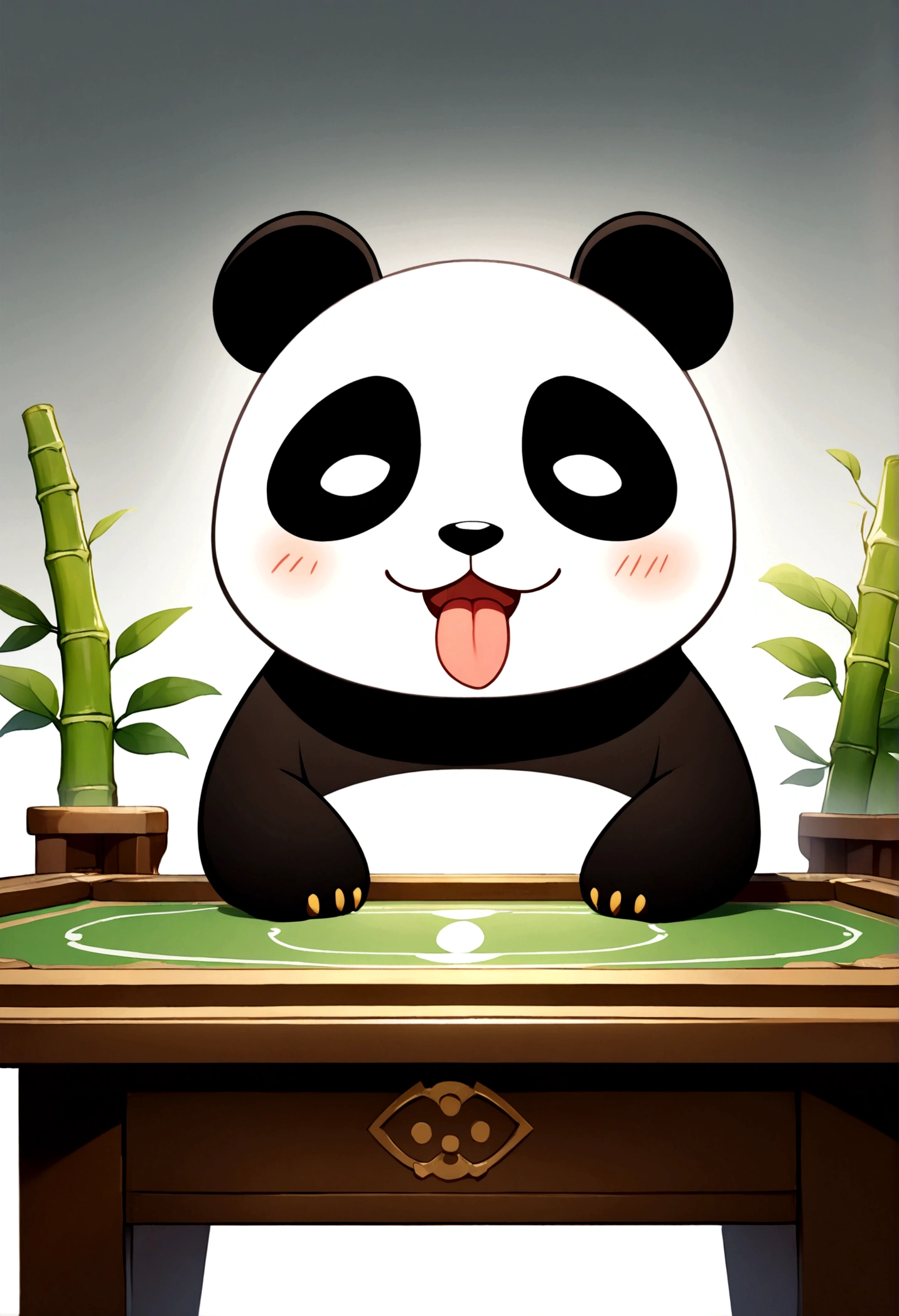 List of cute Chinese giant panda emojis,cartoon animals,A green bamboo leaf on the head,Hands on hips,Short legs, (((Sad face,Excited face,Naughty tongue out face,Winking teasing face))) , (((Detailed panda animal portrait table,Front view,side view,three quarter view))) (((White background))),masterpiece,Extreme details,8K resolution,panoramic,Depth of Field