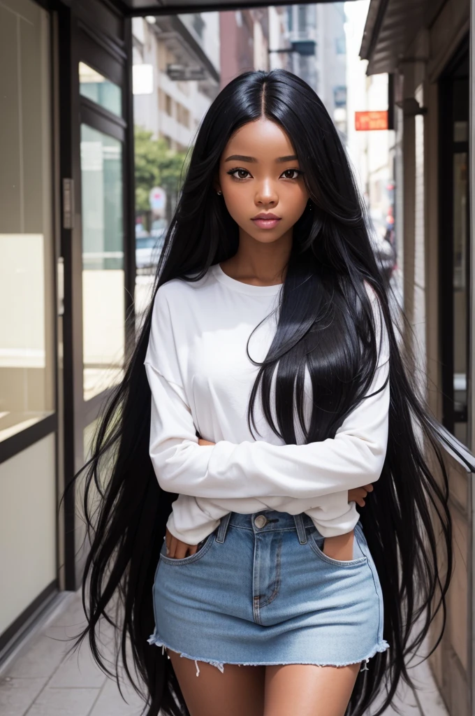 Black girl with long black hair
