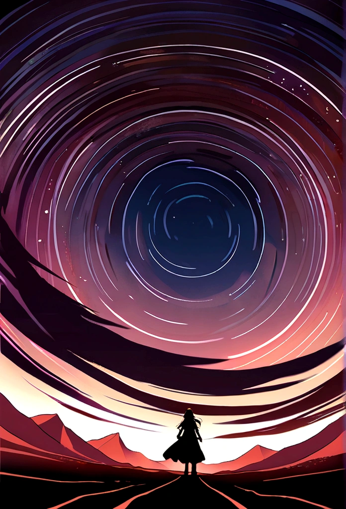 Empty red desert，Sky star trails