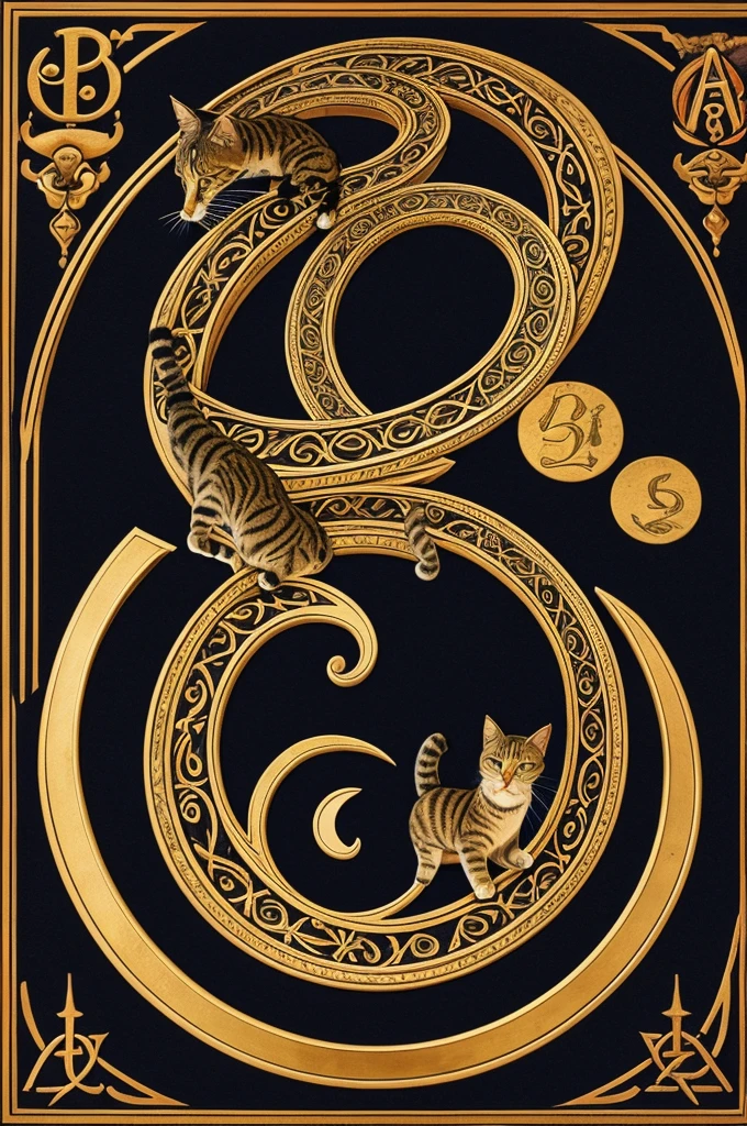 a logo with these initials RVNTS and that there are 3 mystical cats and a spiritual spiral
