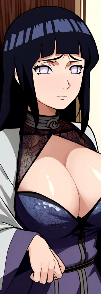 masterpiece, best quality, illustration, highly detailed, Hinata, length hair, large breasts, beautiful detailed eyes, cleavage, snake, (coiled), restrained, scared face