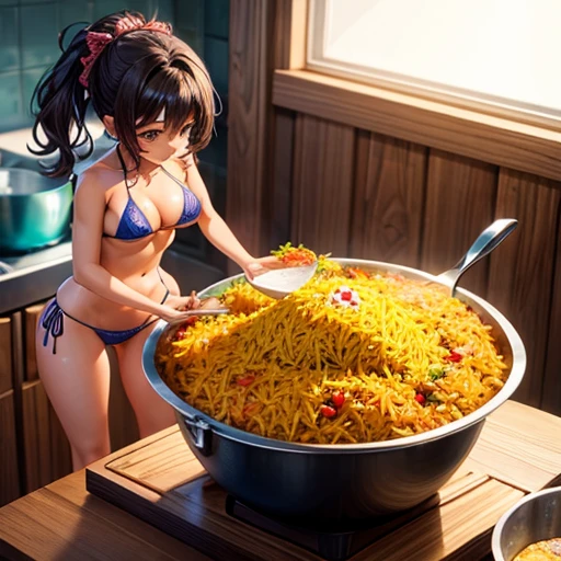 Micro  girl making biryani