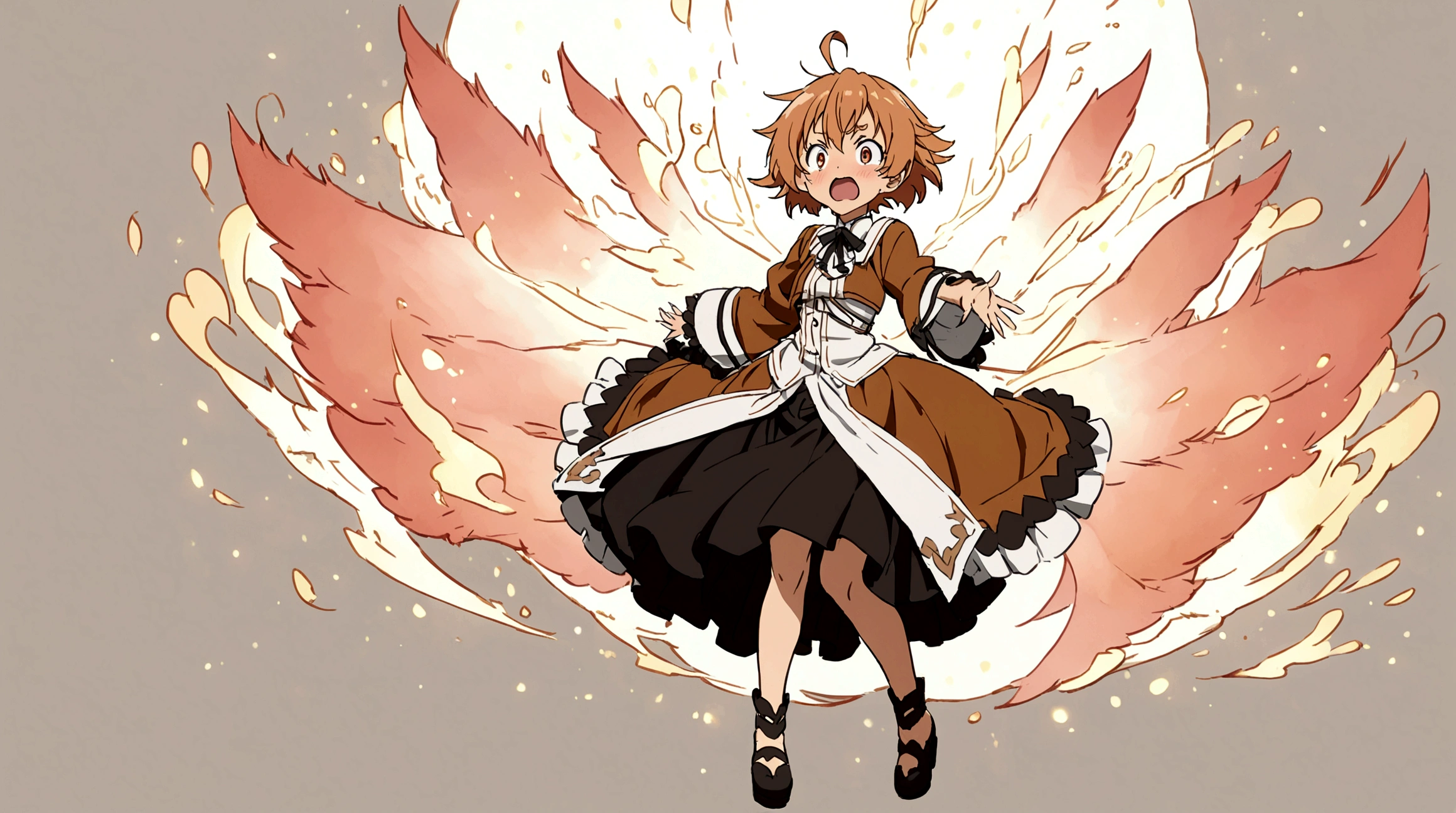 Foxy from Mushoku Tensei Anime, Looking, Surprised, Full body,