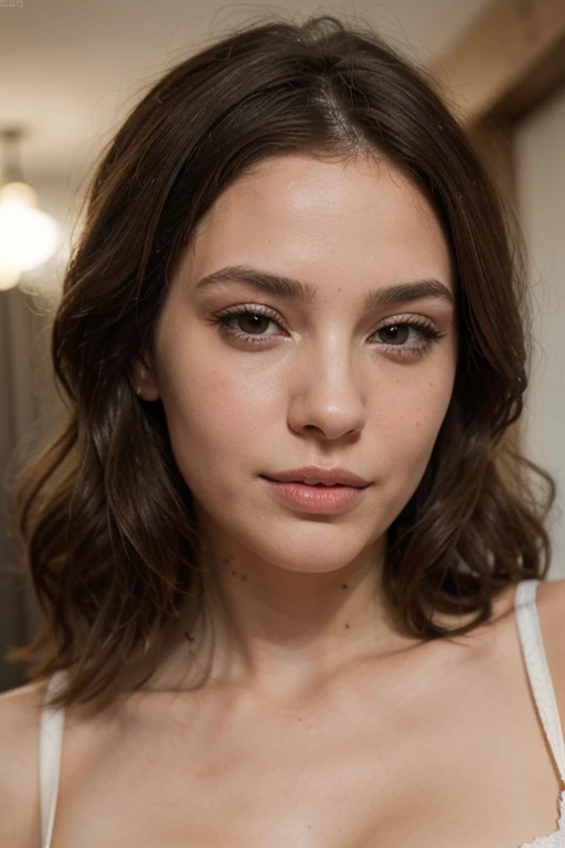 Belle jolie brune espagnole en haut blanc highly detailed, 24 ans, naughty face, beaucoup de taches de rousseur, naturally wavy brown hair, yeux marron noisette, high resolution, head of'artwork, best quality, complex detail, highly detailed, sharpness, detailed skin, texture de peau realistic, texture, detailed eyes, Professionnel, 4K, charming smile, shot with Canon, 85mm, shallow depth of field, Couleurs Kodak Vision, corps parfaitement ajusté, extremely detailed, photo_\(ultra\), photorealistic, realistic, Post-traitement, maximum detail, roughness, real life, Ultrarealistic, photorealism, la photographie, 8k uh, la photographie((best quality)), ((head of'artwork)), (detailed), visage parfait, front view, Tout le corps, Deprived