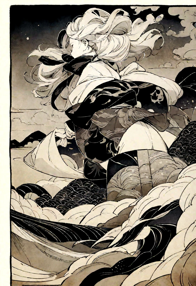 best quality, very good, 16K, Ridiculous, Extremely detailed, 2.5D, delicate and dynamic, Structural anatomy of Mount Xumi，Japanese painting Ukiyo-e and woodblock print style, Modern artwork with classical inlay craftsmanship, Complex and strange shapes, Mysterious shape, beauty, Rich colors, Sepia tones, monochrome