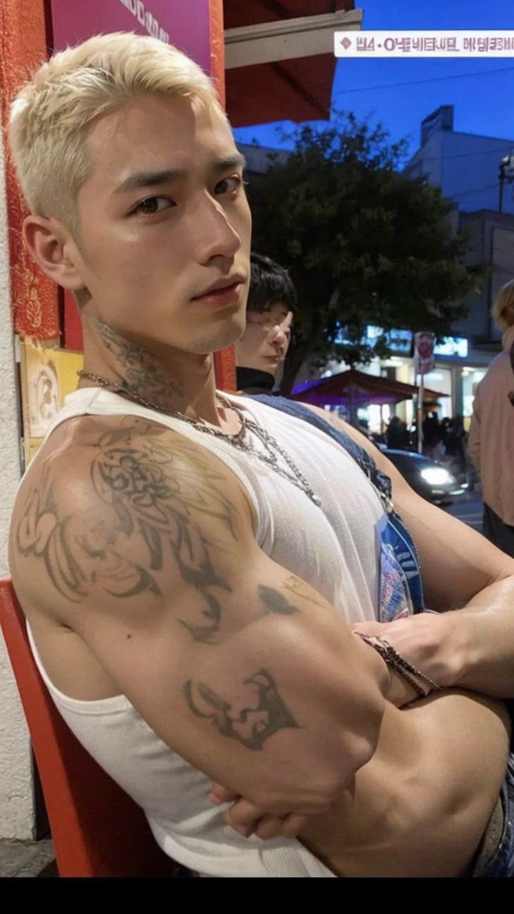 Asian, homem korean, korean, hair blonde