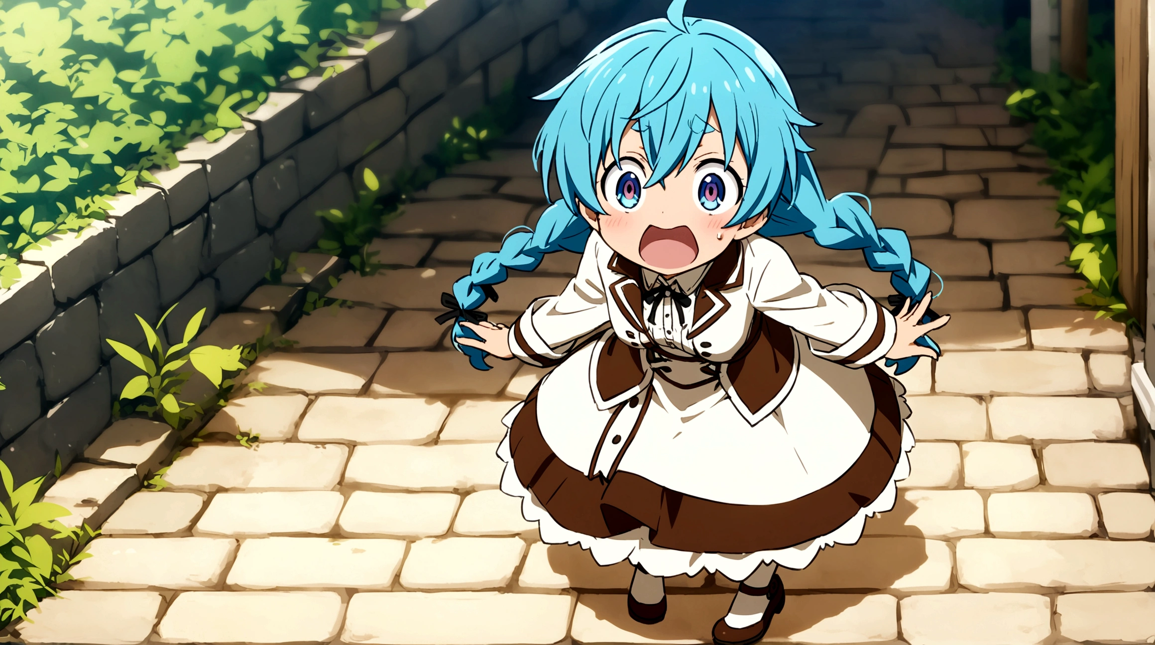 Roxy from Mushoku Tensei Anime, Looking, Surprised, Full body,