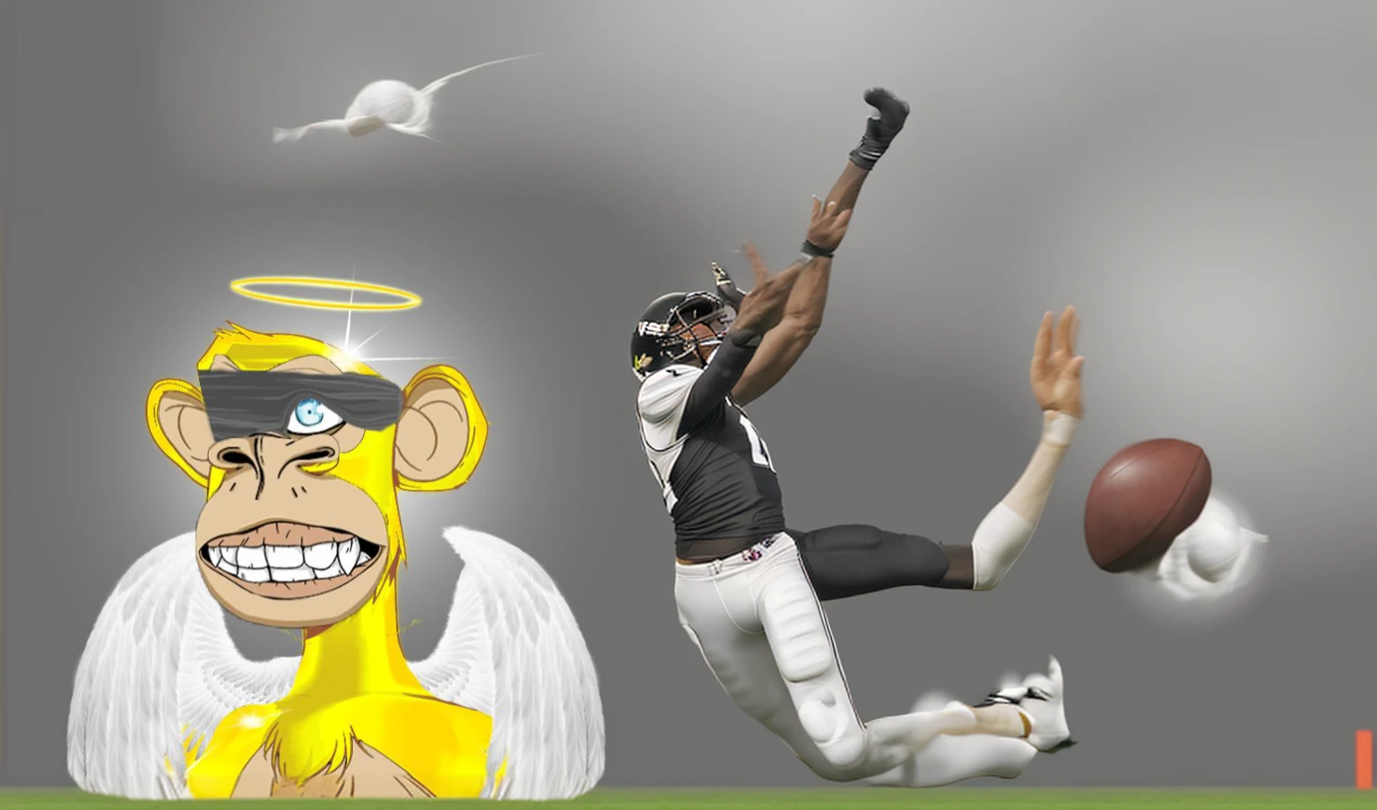 Michael Vick launching a deep bomb downfield, showcasing his incredible arm strength and accuracy as the ball sails perfectly into the receiver's hands for a touchdown.