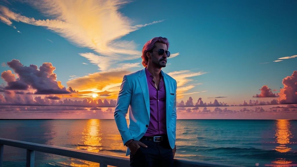 lonely miami nights miami vice person alone sunet