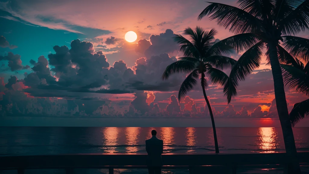 lonely miami nights miami vice person alone sunet