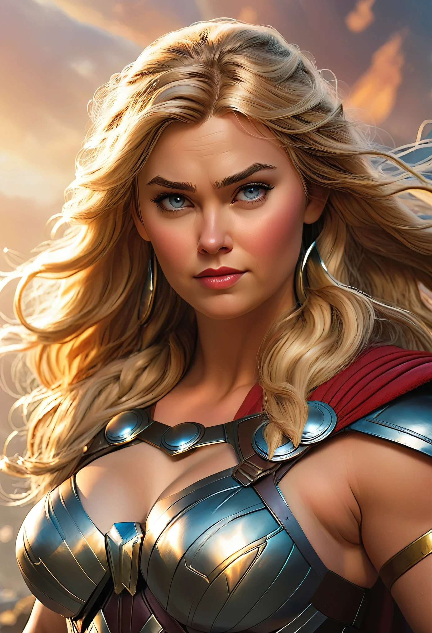 woman thor, female thor, sexy, photography, soft lighting, soft details, octane, large breast, massive , healthy Full figured woman, tight thick body, artstation trending, ultra high detail, ultra realistic, cinematic,16k, female Thor costume, 