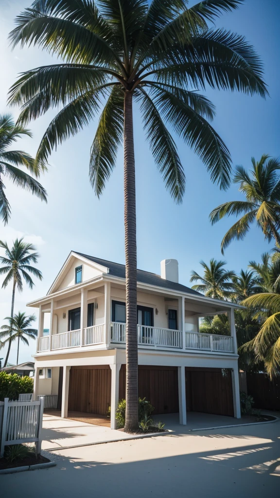 Beach house with palm tree 