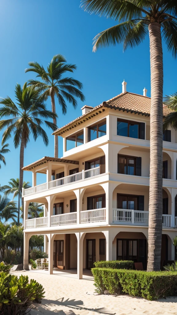 Beach house with palm tree