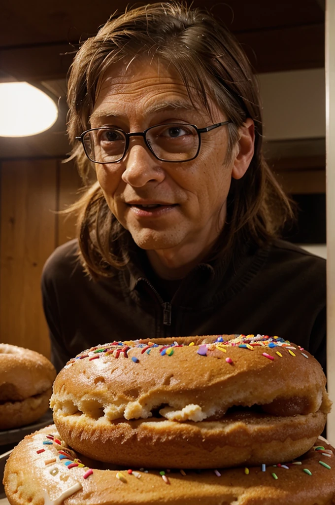 Bill Gates eats donuts