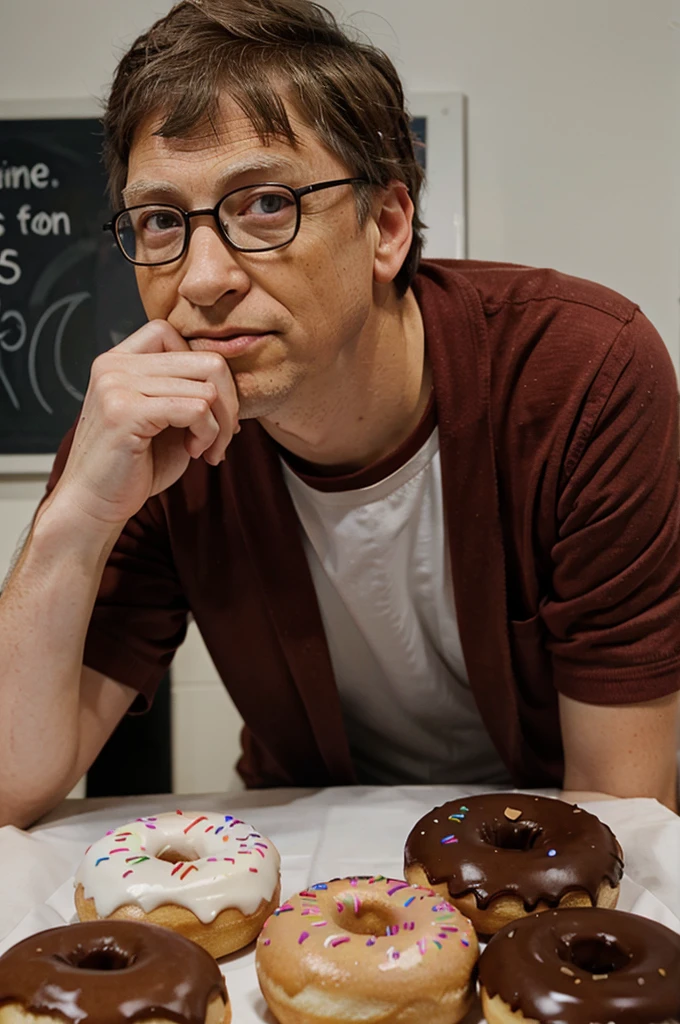 Bill Gates eats donuts