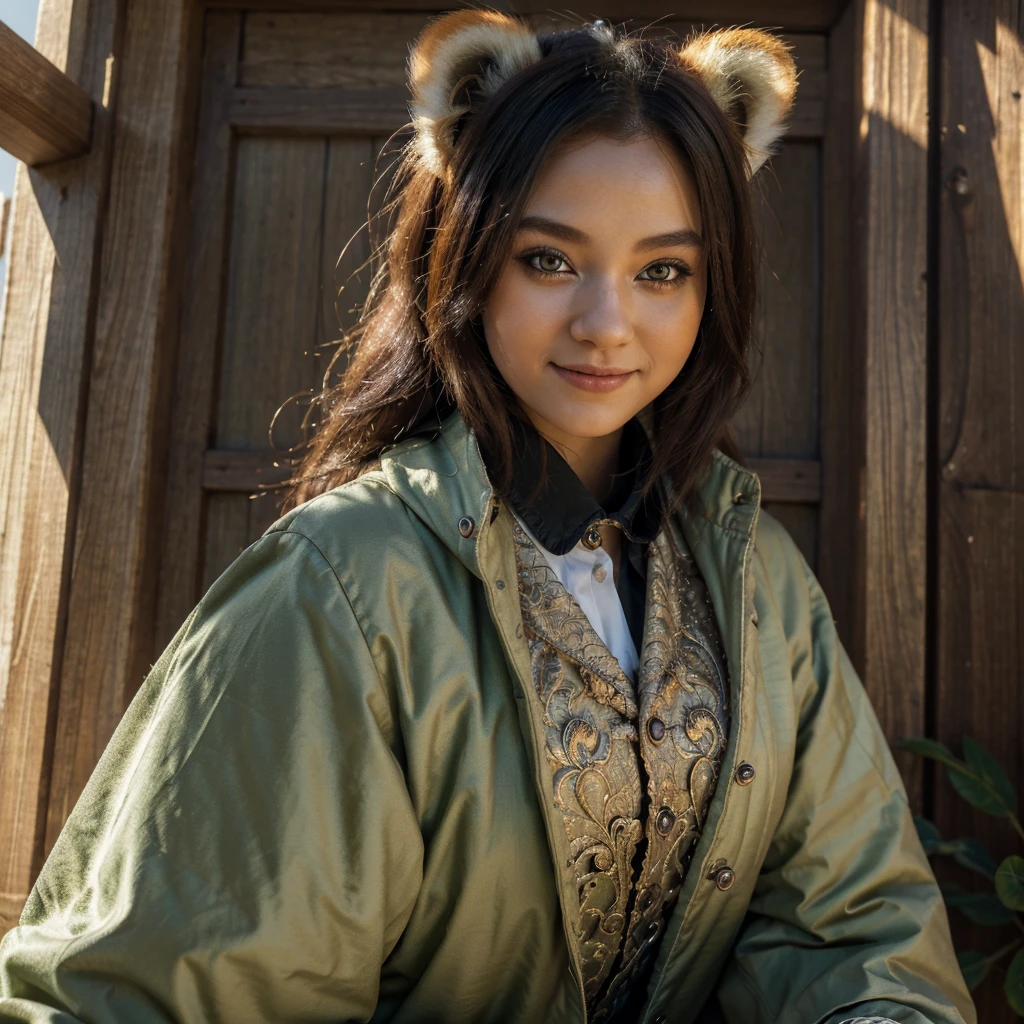 (Masterpiece, Best Quality, Very Detailed CG, Intricate Details: 1.2), 8k Wallpaper, Masterpiece, Best Quality, Award-Limited, High Quality, Super Detail, High Detail, Textured Skin, Cute, UHD, Anatomically Correct, Pixar Style, (A Cute Red Panda Wearing Doctor's Coat: 1.2), Doctor, Happy Sweet Smile. Fairy tale, bright colors, natural light, facial focus, simple background, (european gothic, crossed eyes girl), black hair and clothes, (green eyes)