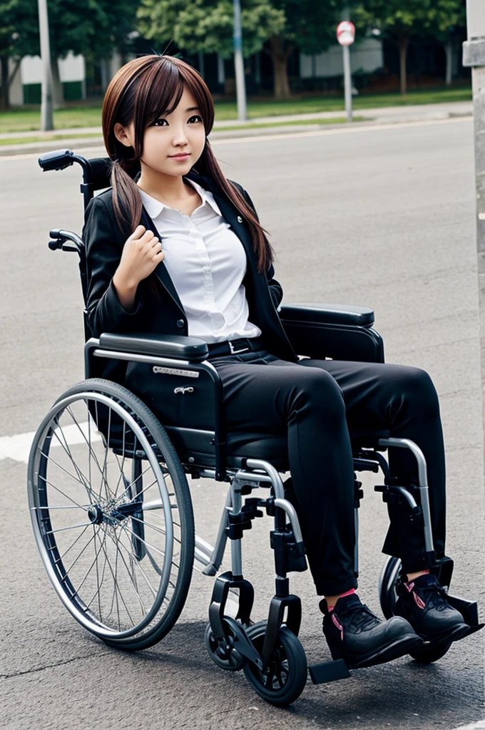 Anime girl with no legs in wheelchair
