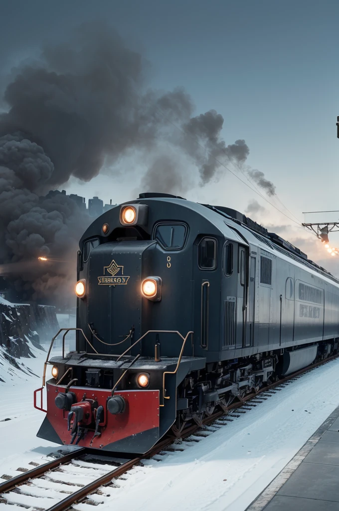 Create a locomotive, Big and robust, with aerodynamic design and is fast, inspired by the locomotive from the Snowpiercer series