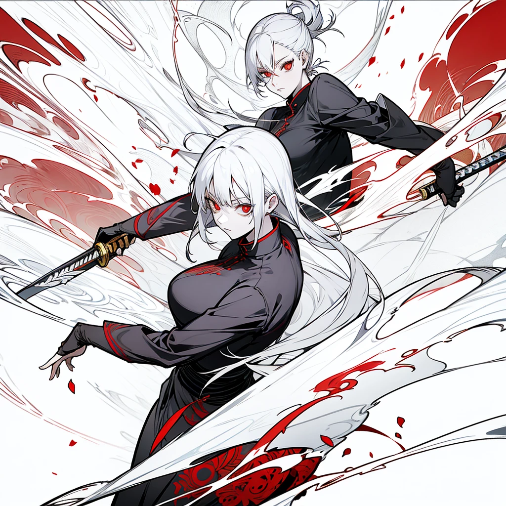 swordmanship, woman, white hair, red eyes, golden eyes, jujutsu kaisen, gojo satoru