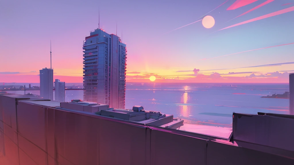 miami nights miami vice person alone sunet retro anime 80s sketch air tonight midnight LANDSCAPE