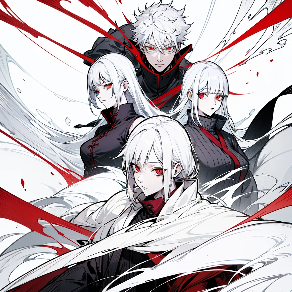 swordmanship, woman, white hair, red eyes, golden eyes, jujutsu kaisen, gojo satoru